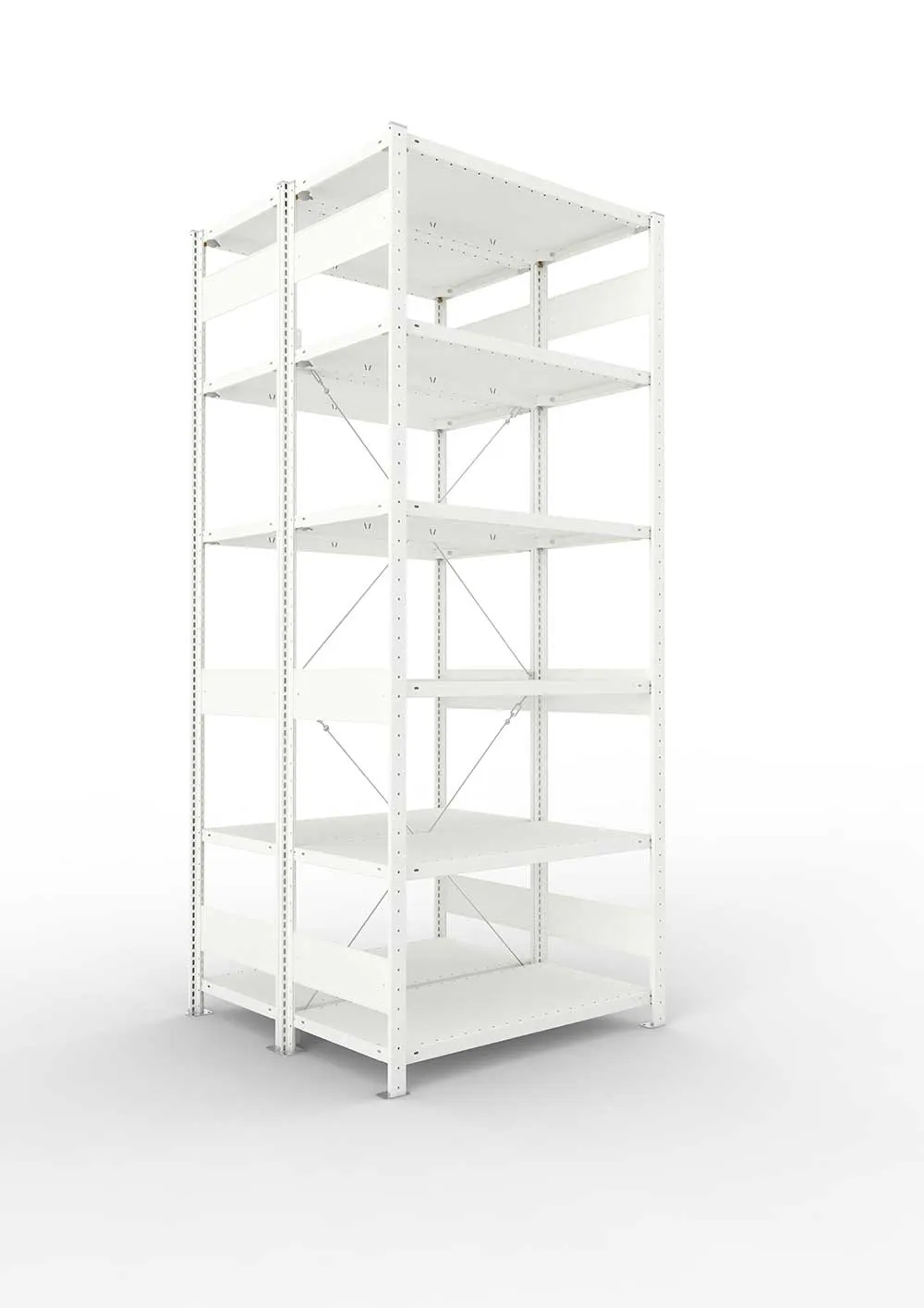 Metallregal Pro-Max Stecksystem Doppelgrundregal – 250×100×50 cm, 150 kg, RAL 7035