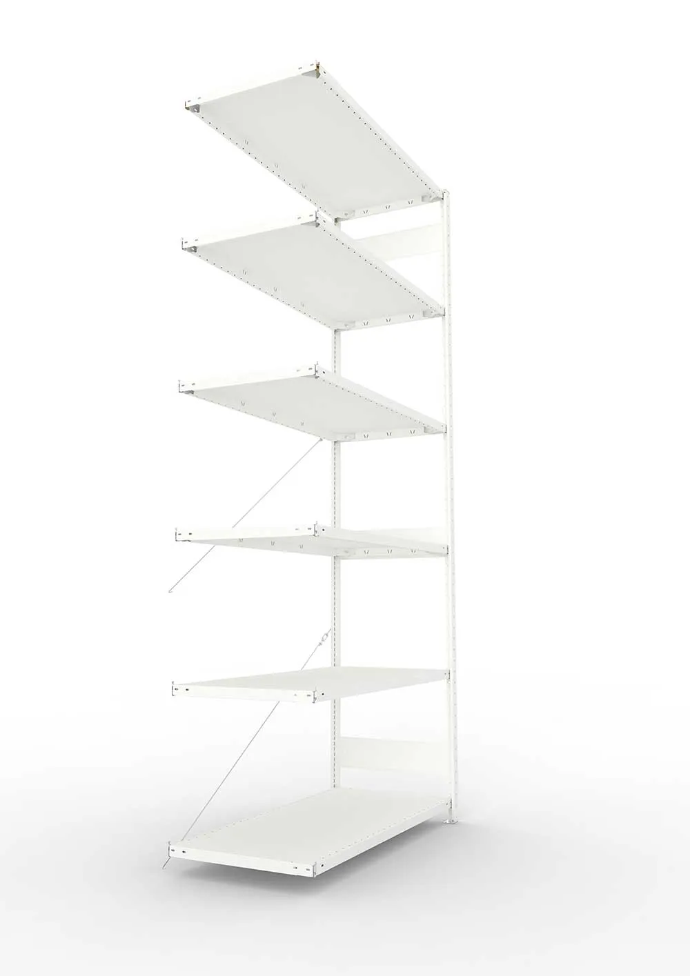 Metallregal Pro-Max Stecksystem Anbauregal – 300×130×60 cm, 230 kg, RAL 7035, 6 Böden