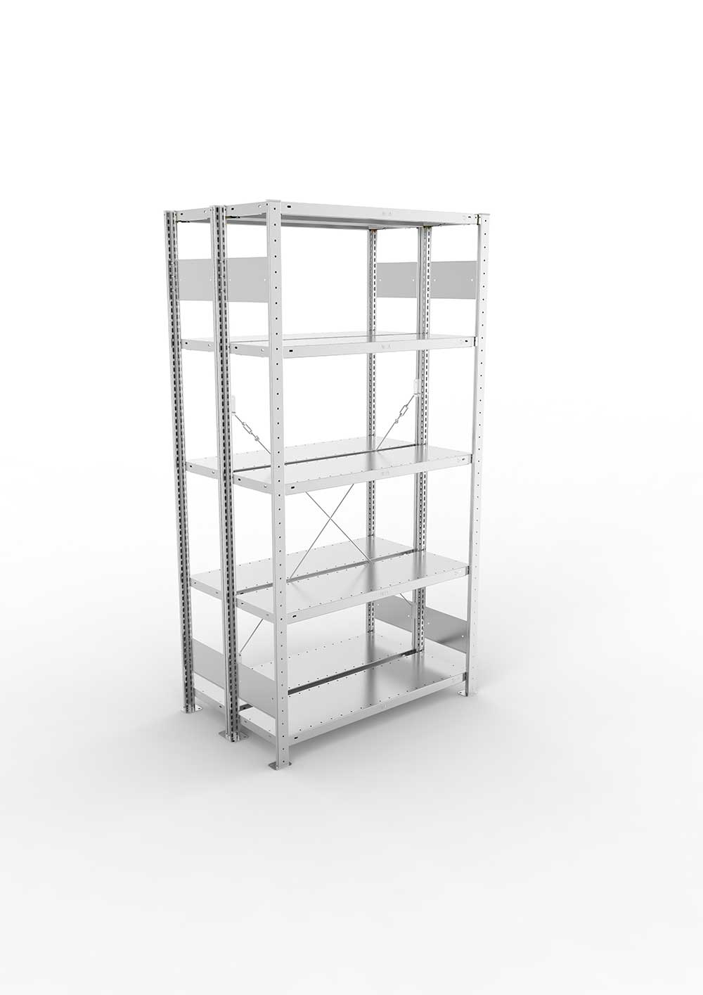 Metallregal Pro-Flex Stecksystem Doppelgrundregal – 200×100×30 cm, 150 kg, verzinkt
