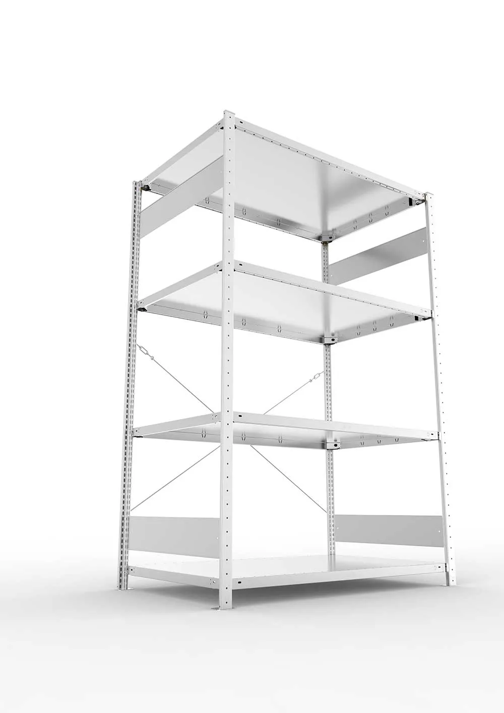Kellerregal Pro-Flex Stecksystem Grundregal – 200×130×80 cm, 230 kg, verzinkt, 4 Böden