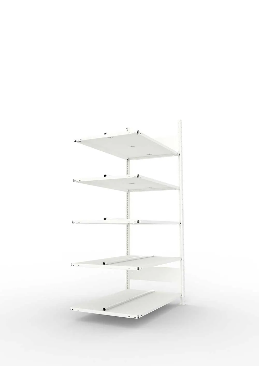 Büroregal Pro-Max Stecksystem Anbauregal – 185×100×60 cm, RAL 7035, doppelseitig