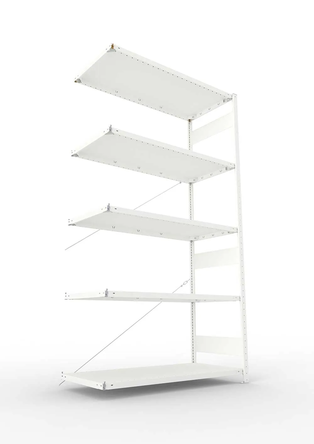 Metallregal Pro-Max Stecksystem Anbauregal – 250×130×60 cm, 230 kg, RAL 7035, 5 Böden