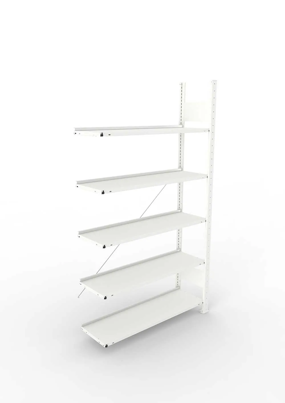 Büroregal Pro-Max Stecksystem Anbauregal – 185×100×30 cm, RAL 7035, einseitig