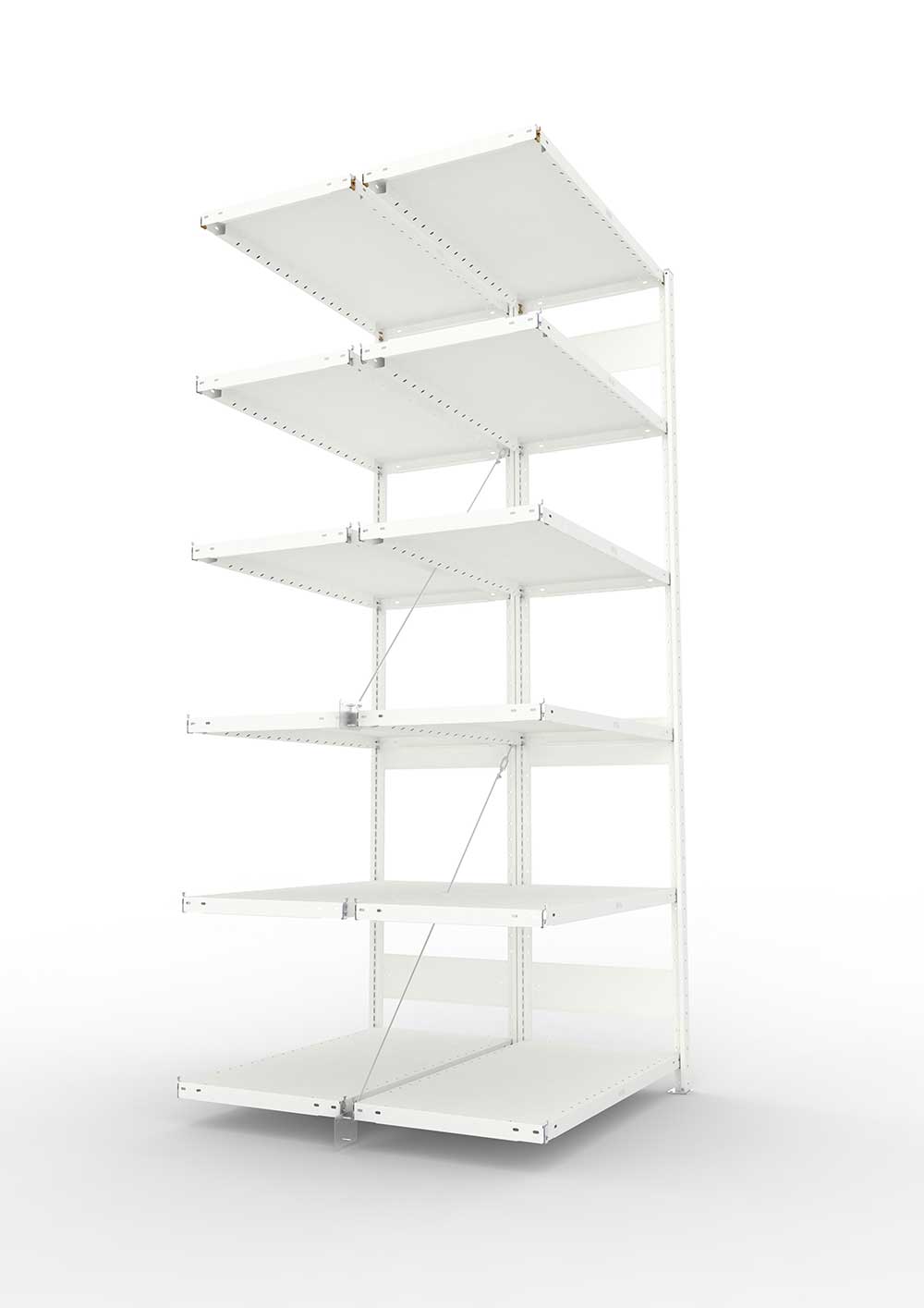 Metallregal Pro-Max Stecksystem Doppelanbauregal – 250×100×50 cm, 230 kg, RAL 7035