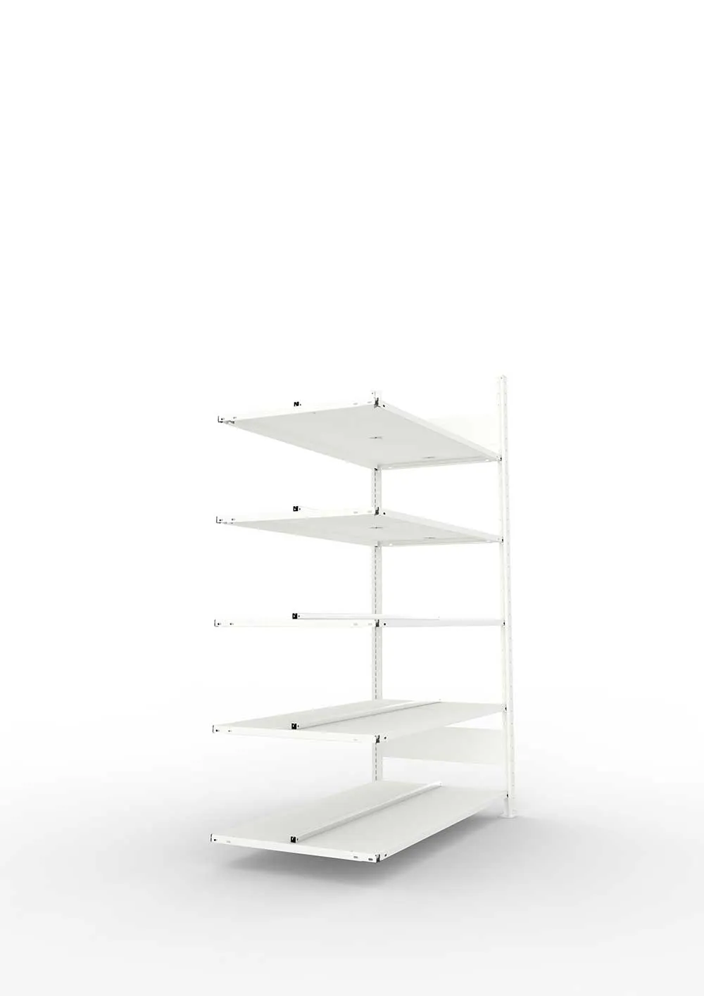 Büroregal Pro-Max Stecksystem Anbauregal – 185×125×60 cm, RAL 7035, doppelseitig