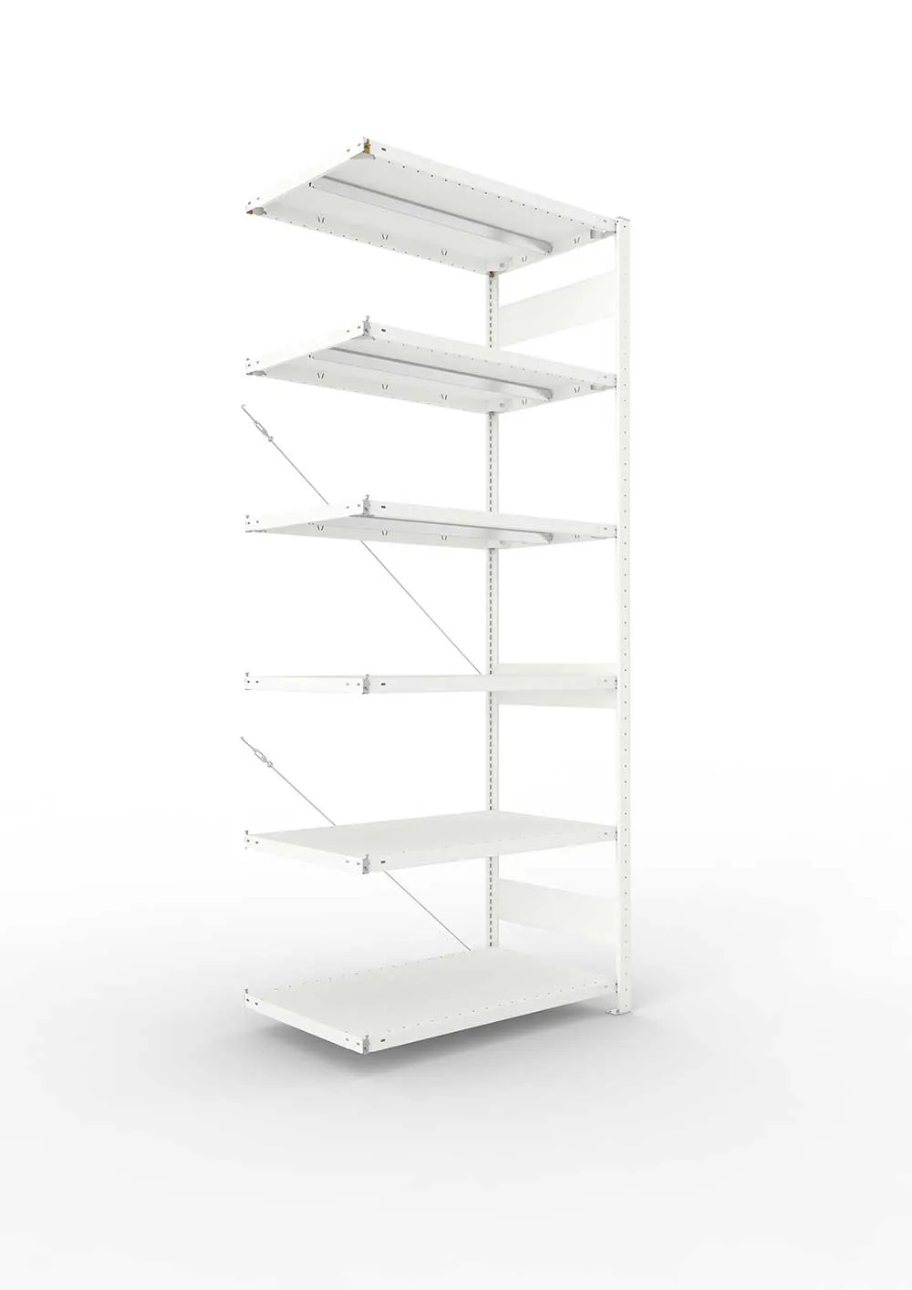 Metallregal Pro-Max Stecksystem Anbauregal – 250×100×60 cm, 330 kg, RAL 7035, 6 Böden