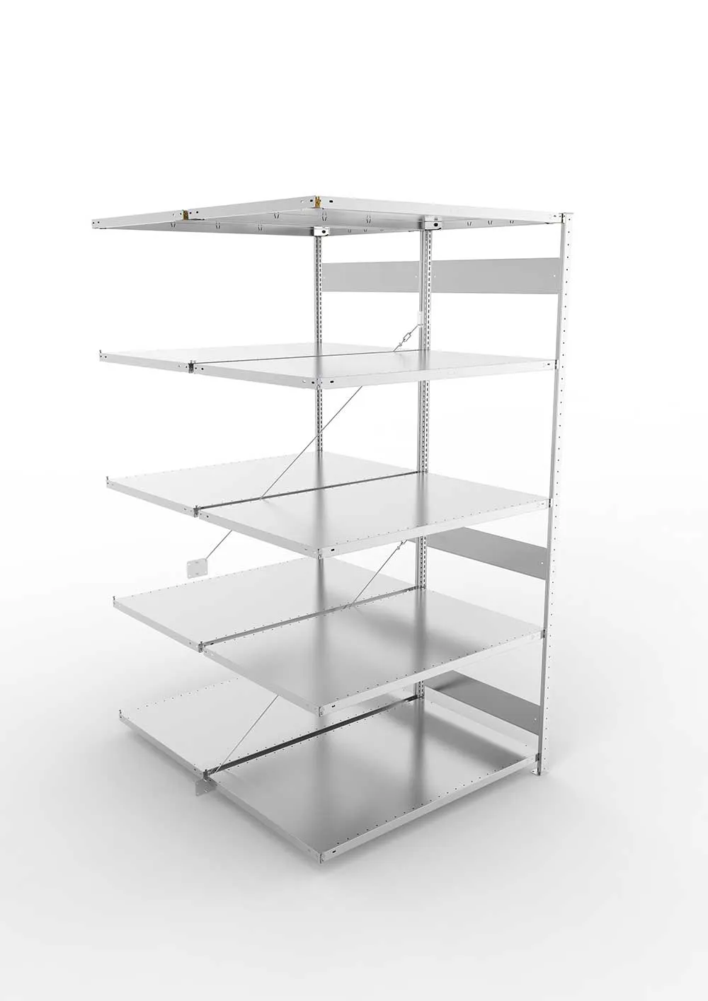 Metallregal Pro-Flex Stecksystem Doppelanbauregal – 250×130×80 cm, 230 kg, verzinkt
