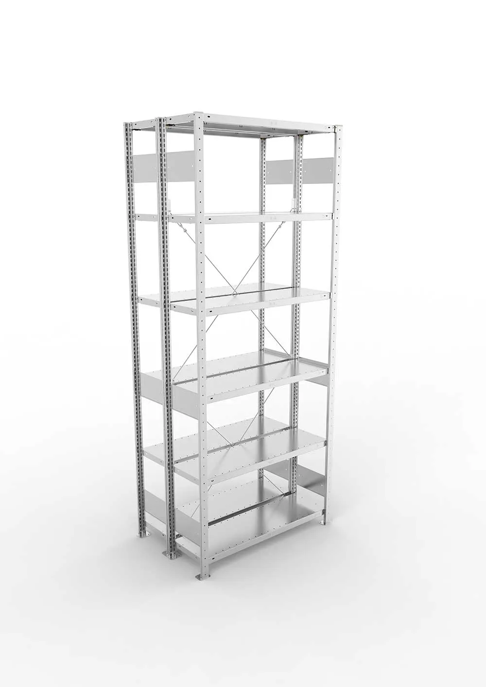 Metallregal Pro-Flex Stecksystem Doppelgrundregal – 250×100×30 cm, 150 kg, verzinkt