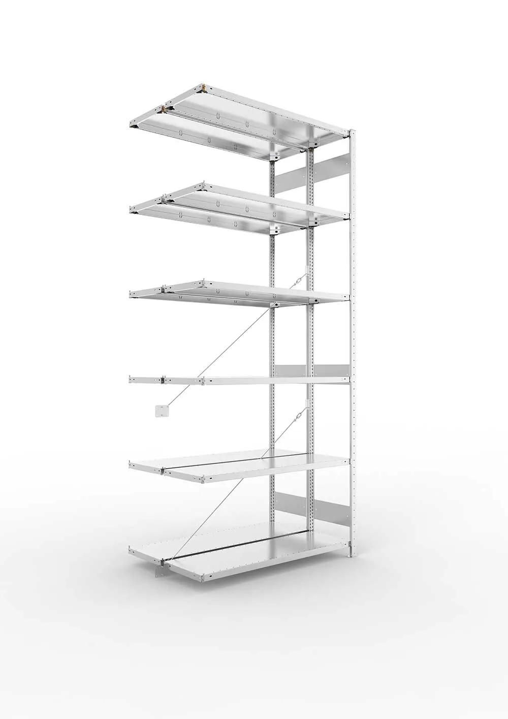 Metallregal Pro-Max Stecksystem Doppelanbauregal – 300×130×40 cm, 230 kg, verzinkt