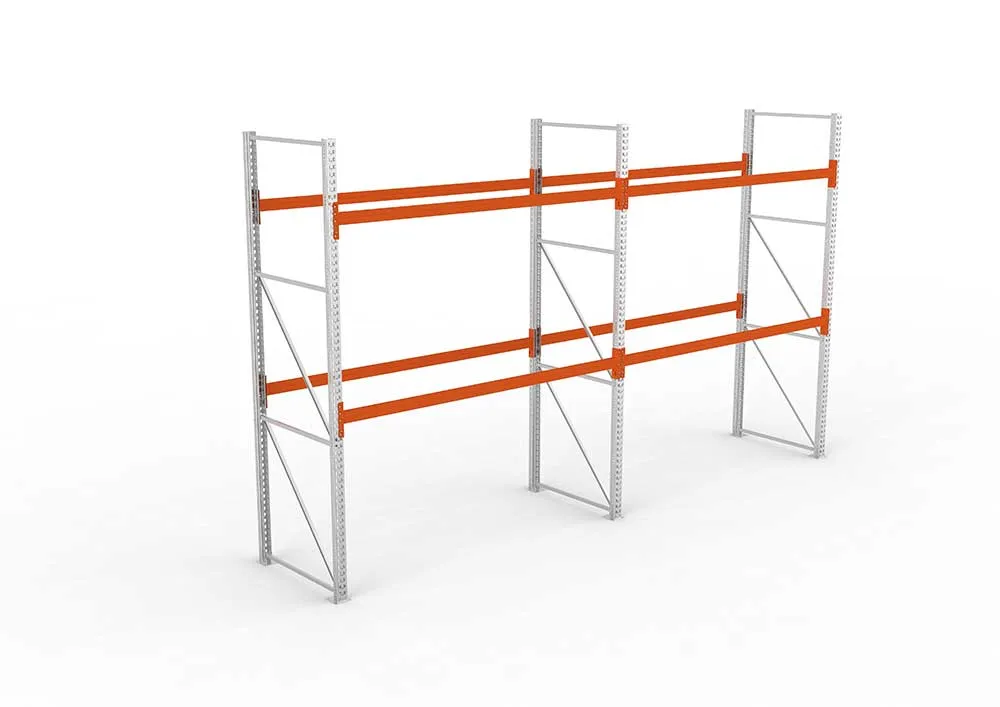 Palettenregal Grundmodul – 330×566×110 cm, bis 500 kg, 3 Ebenen