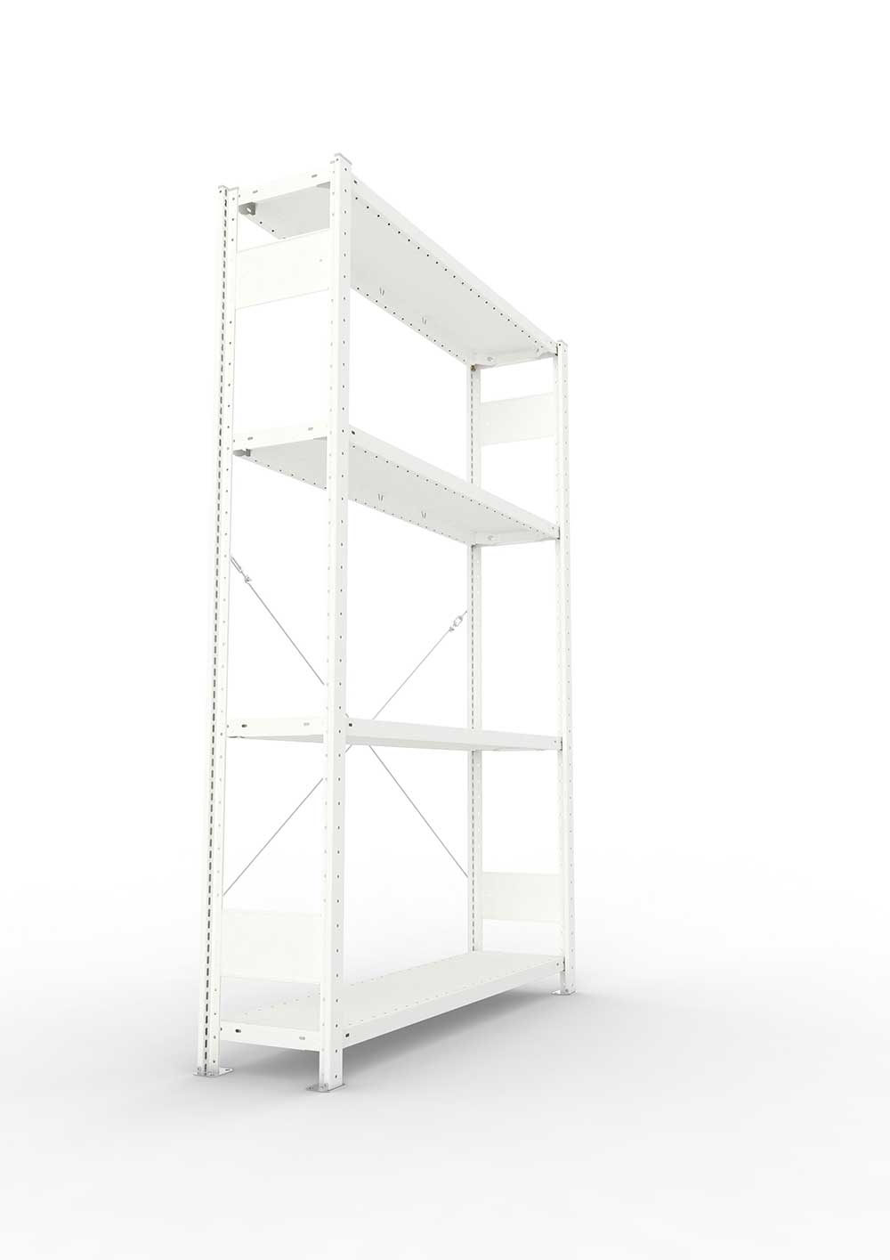 Metallregal Pro-Max Stecksystem Grundregal – 200×130×30 cm, 230 kg, RAL 7035, 4 Böden