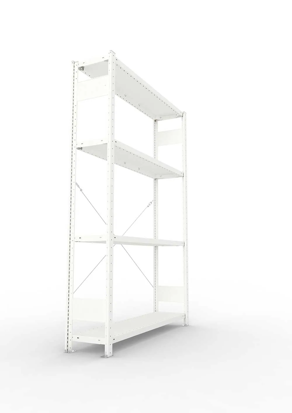 Metallregal Pro-Max Stecksystem Grundregal – 200×130×30 cm, 230 kg, RAL 7035, 4 Böden
