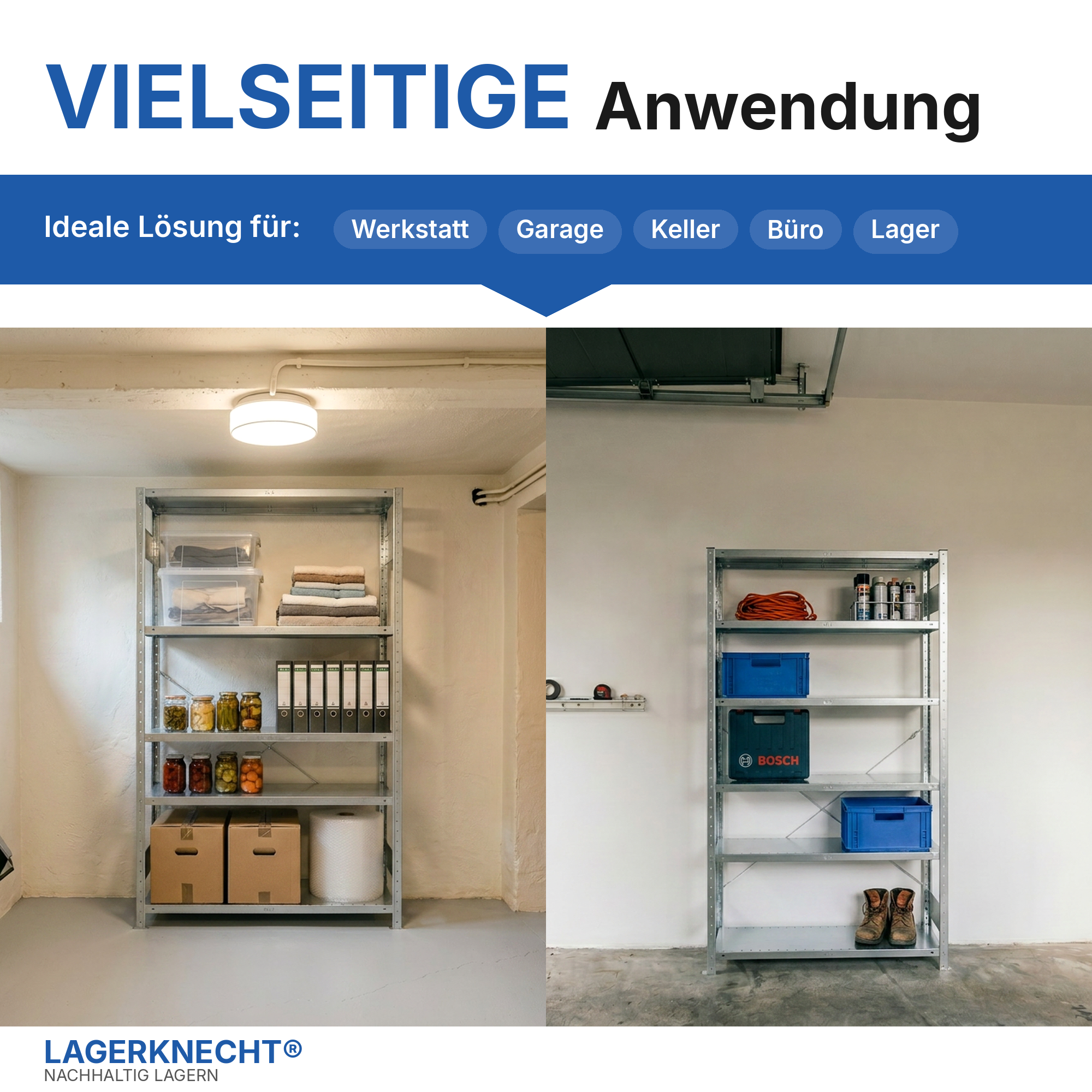 Metallregal Pro-Flex Stecksystem Grundregal – 200×130×40 cm, 230 kg, verzinkt, 4 Böden