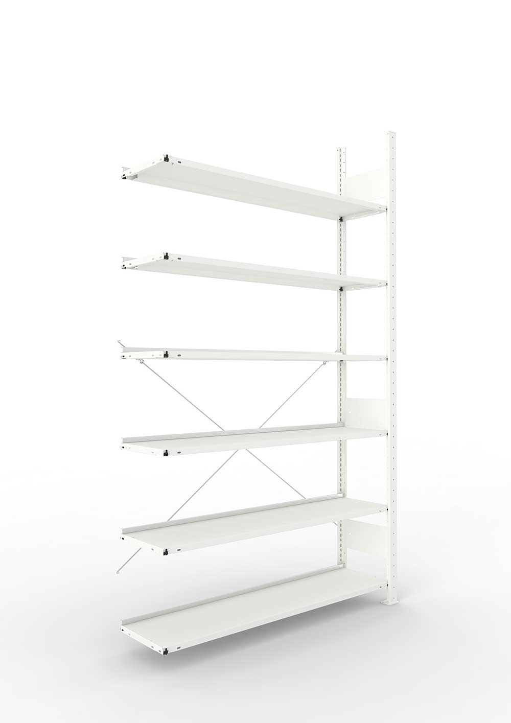 Büroregal Pro-Max Stecksystem Anbauregal – 220×125×30 cm, RAL 7035, einseitig