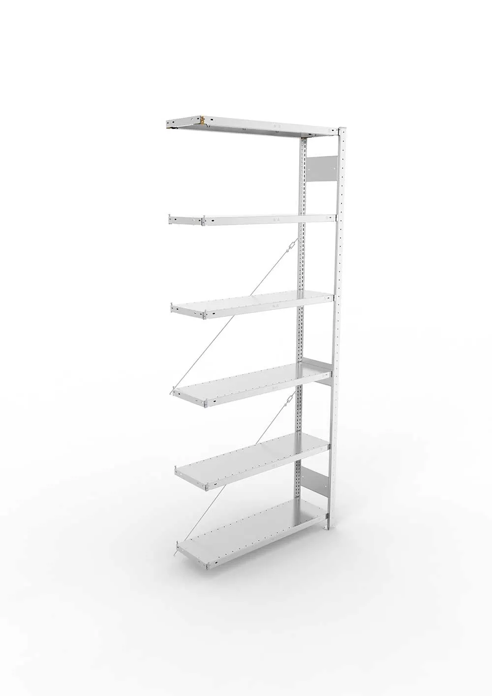 Metallregal Pro-Max Stecksystem Anbauregal – 250×100×30 cm, 150 kg, verzinkt, 6 Böden