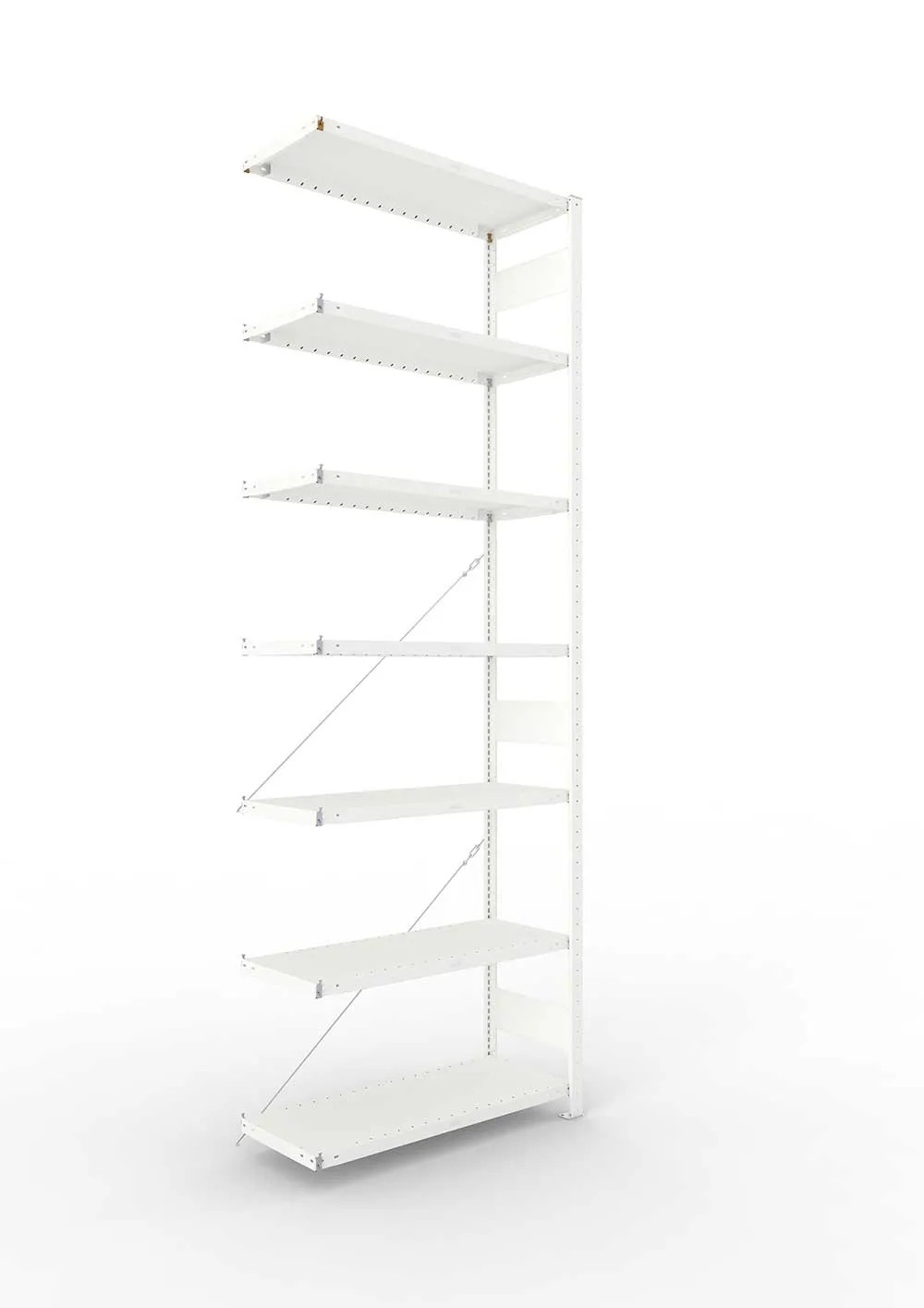 Metallregal Pro-Max Stecksystem Anbauregal – 300×100×40 cm, 230 kg, RAL 7035, 7 Böden
