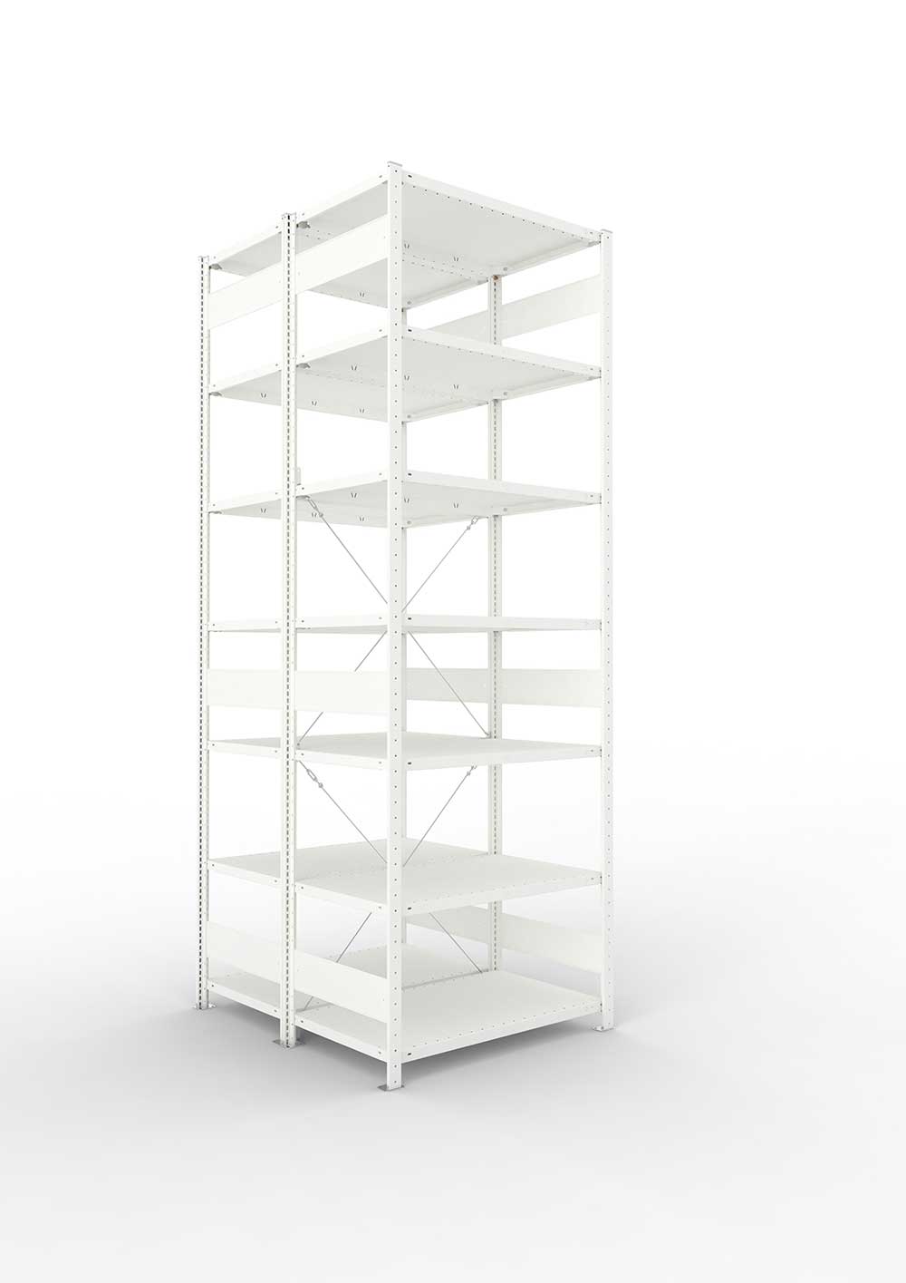 Metallregal Pro-Max Stecksystem Doppelgrundregal – 300×100×60 cm, 150 kg, RAL 7035
