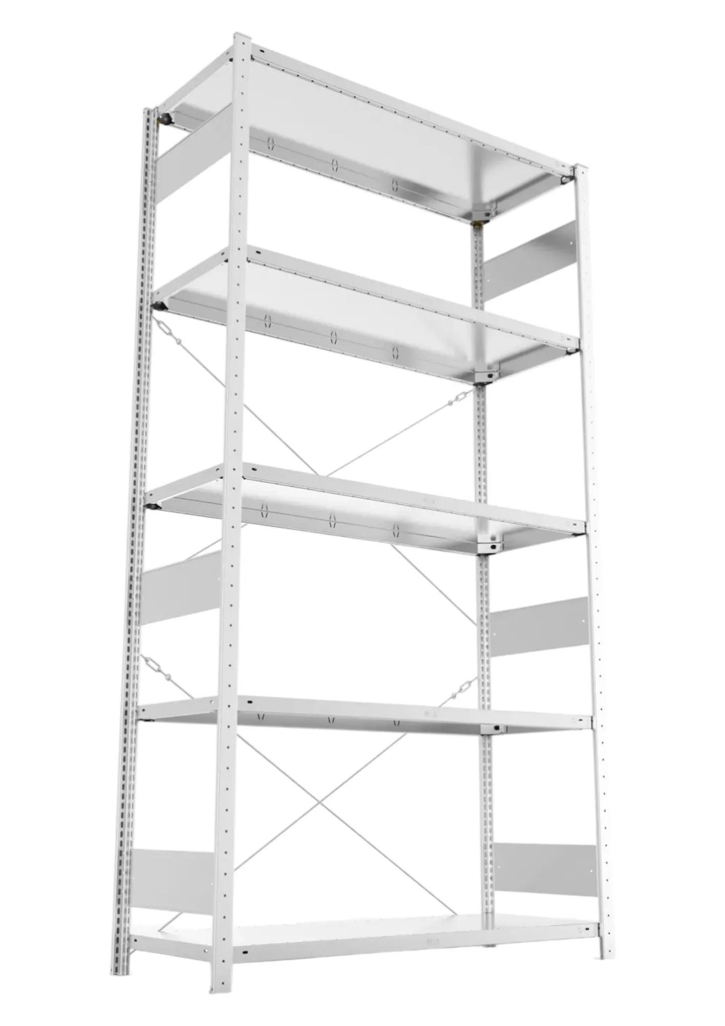 Metallregal Pro-Flex Stecksystem Grundregal – 250×130×50 cm, 230 kg, verzinkt, 5 Böden