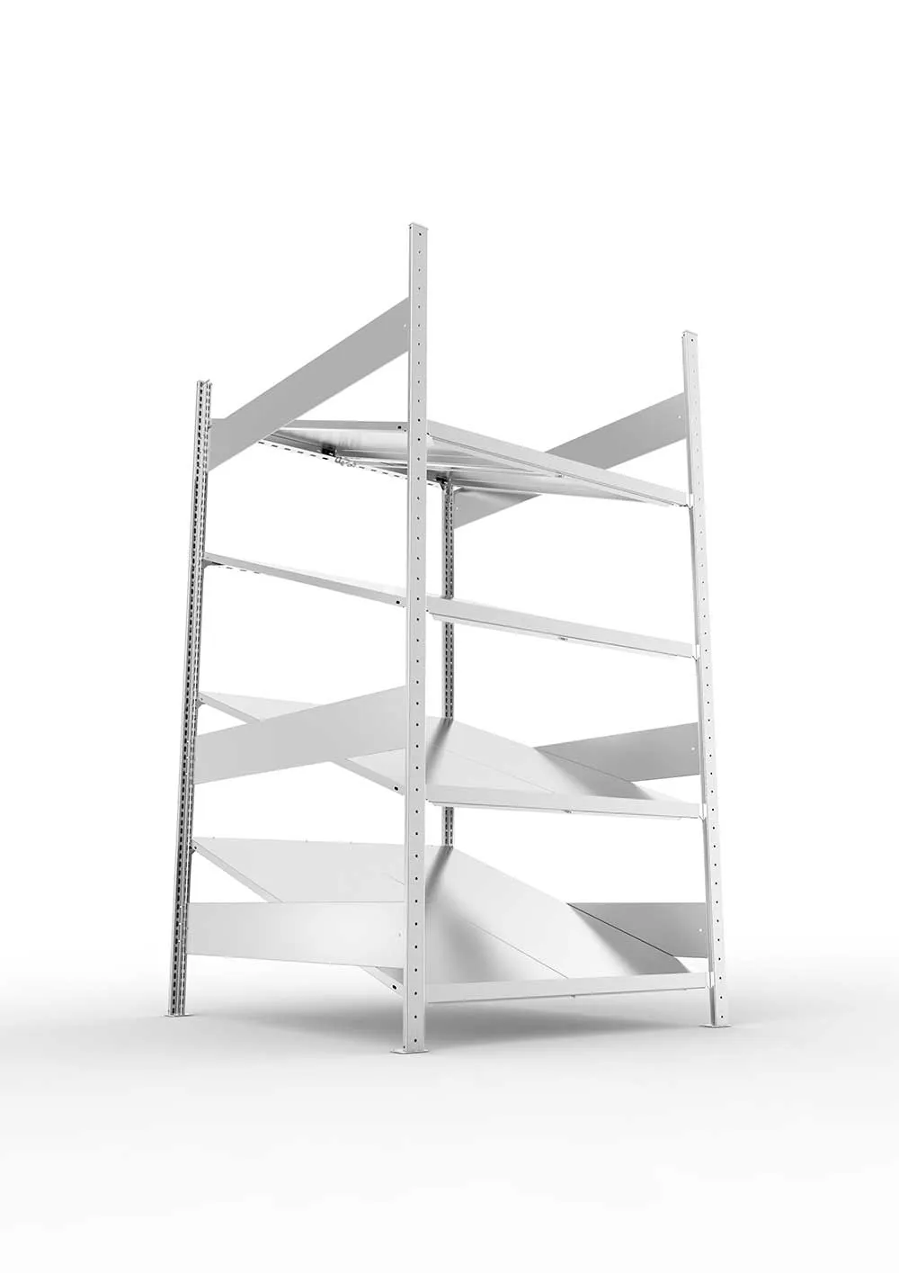 Metallregal Schrägbodenregal Metallregal S3 80 Grundregal für Regalsystem Metall 2000 x 1000 x 1228vzk kpl. mit 4 Fachebenen
