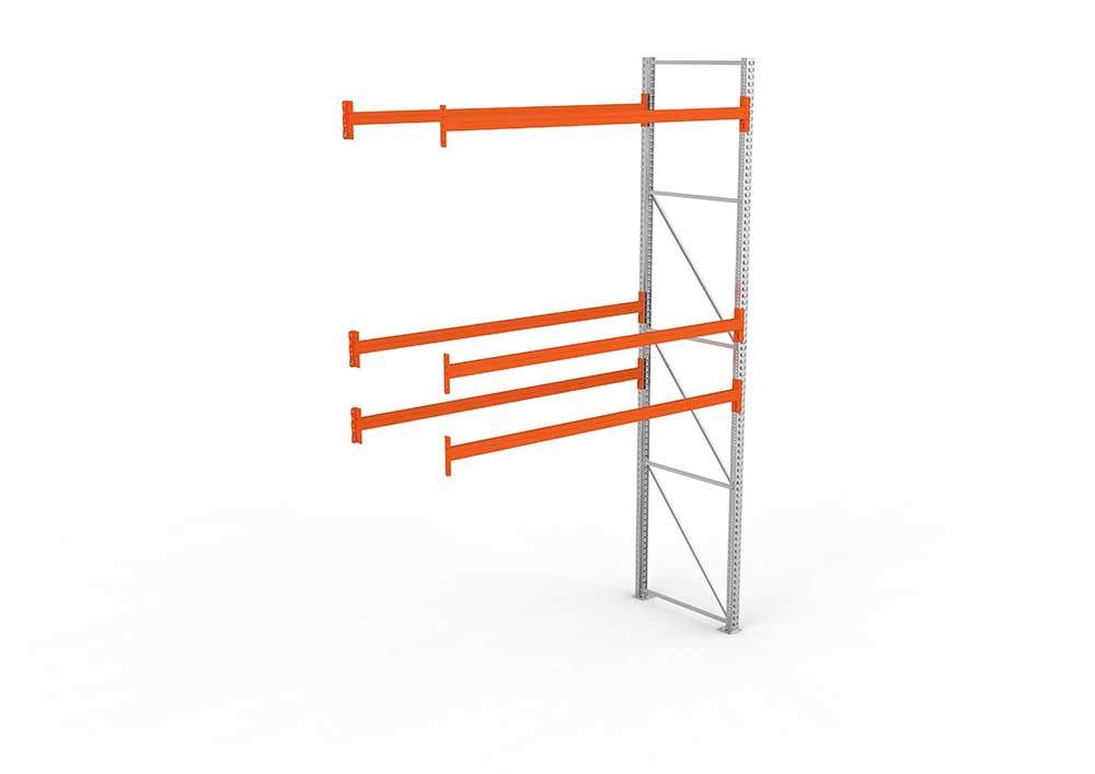 Palettenregal Anbaumodul – 440×278×110 cm, bis 500 kg, 3 Ebenen