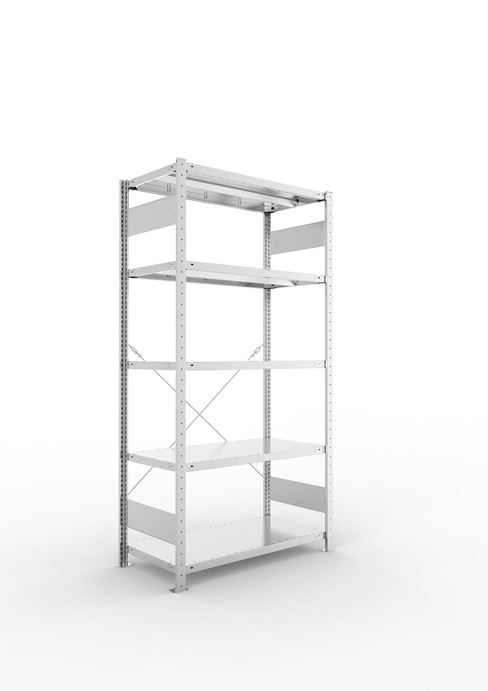 Metallregal Pro-Max Stecksystem Grundregal – 200×100×50 cm, 330 kg, verzinkt, 5 Böden