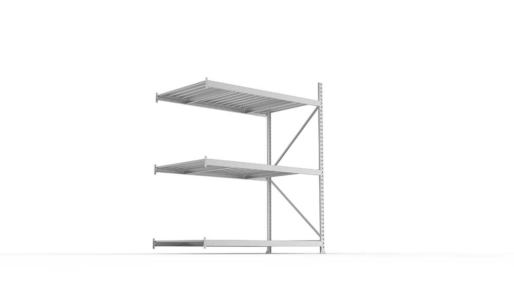 Weitspannregal  Anbauregal 2200 mm x 1800 mm x 1050 mm verzinkt komplett mit Stahlpaneele mit 3 Böden Weitspannregal  Lagerknecht