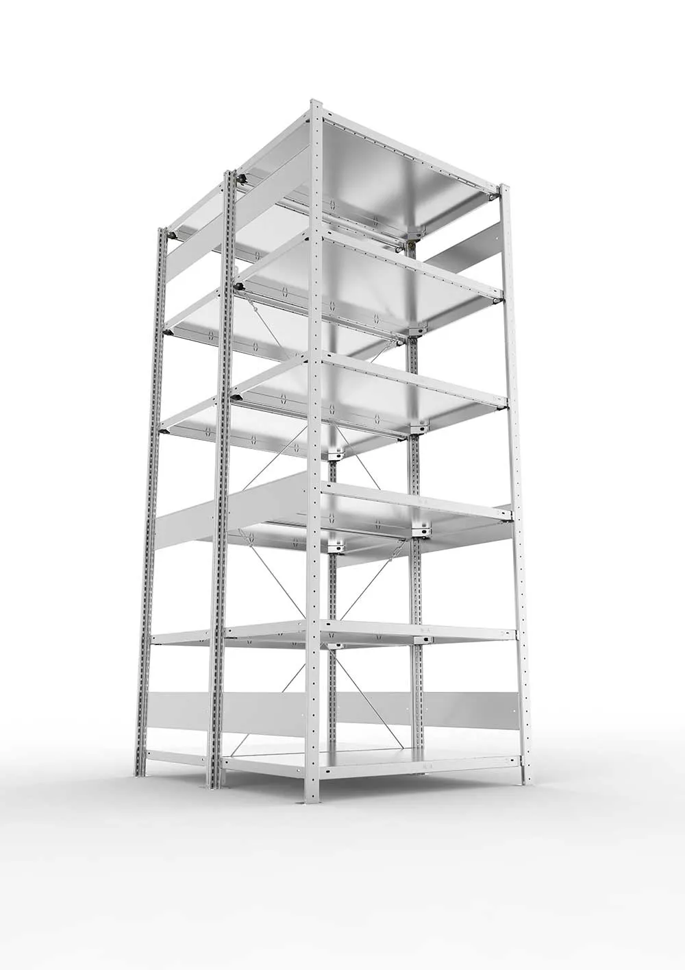 Metallregal Pro-Max Stecksystem Doppelgrundregal – 250×100×60 cm, 150 kg, verzinkt