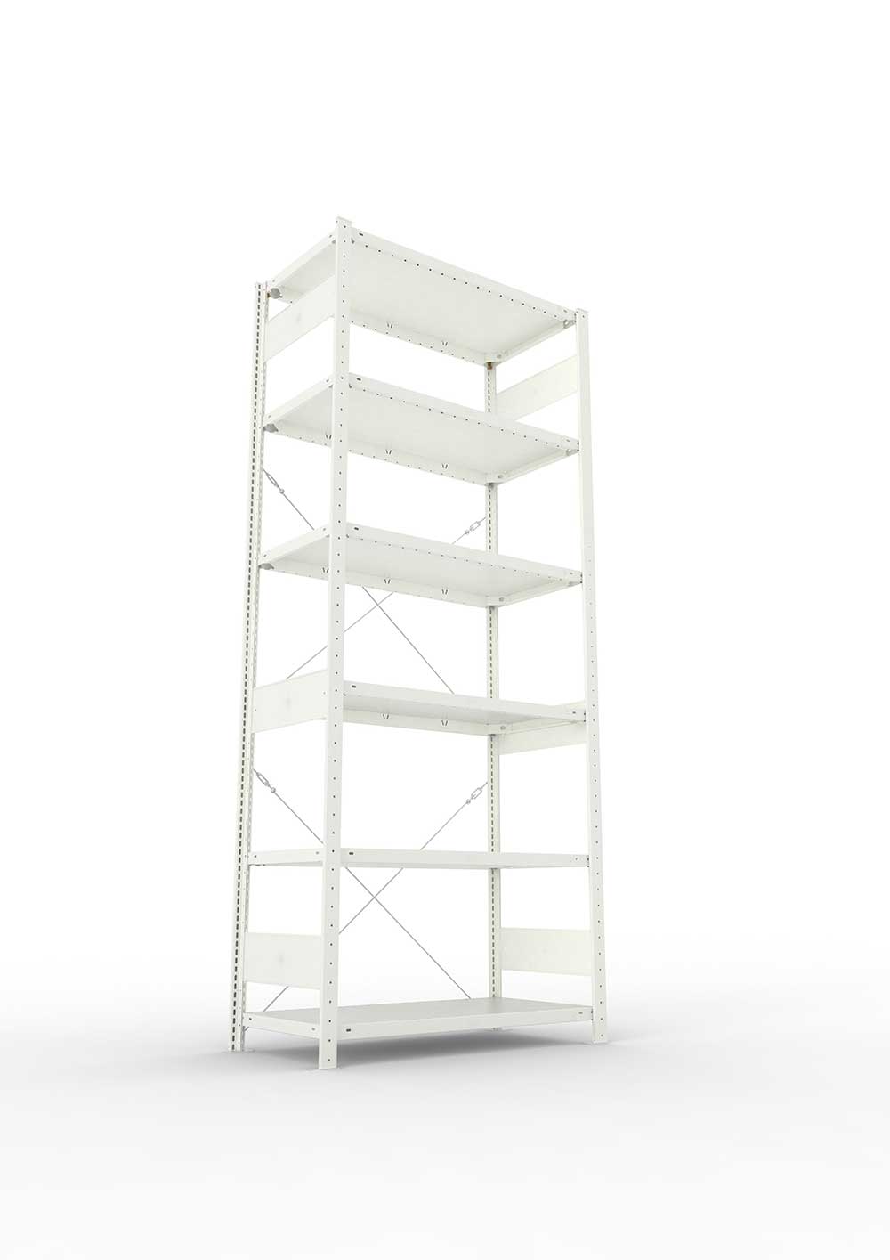 Metallregal Pro-Max Stecksystem Grundregal – 250×100×50 cm, 150 kg, RAL 7035, 6 Böden
