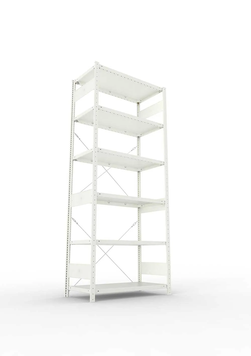 Metallregal Pro-Max Stecksystem Grundregal – 250×100×50 cm, 150 kg, RAL 7035, 6 Böden