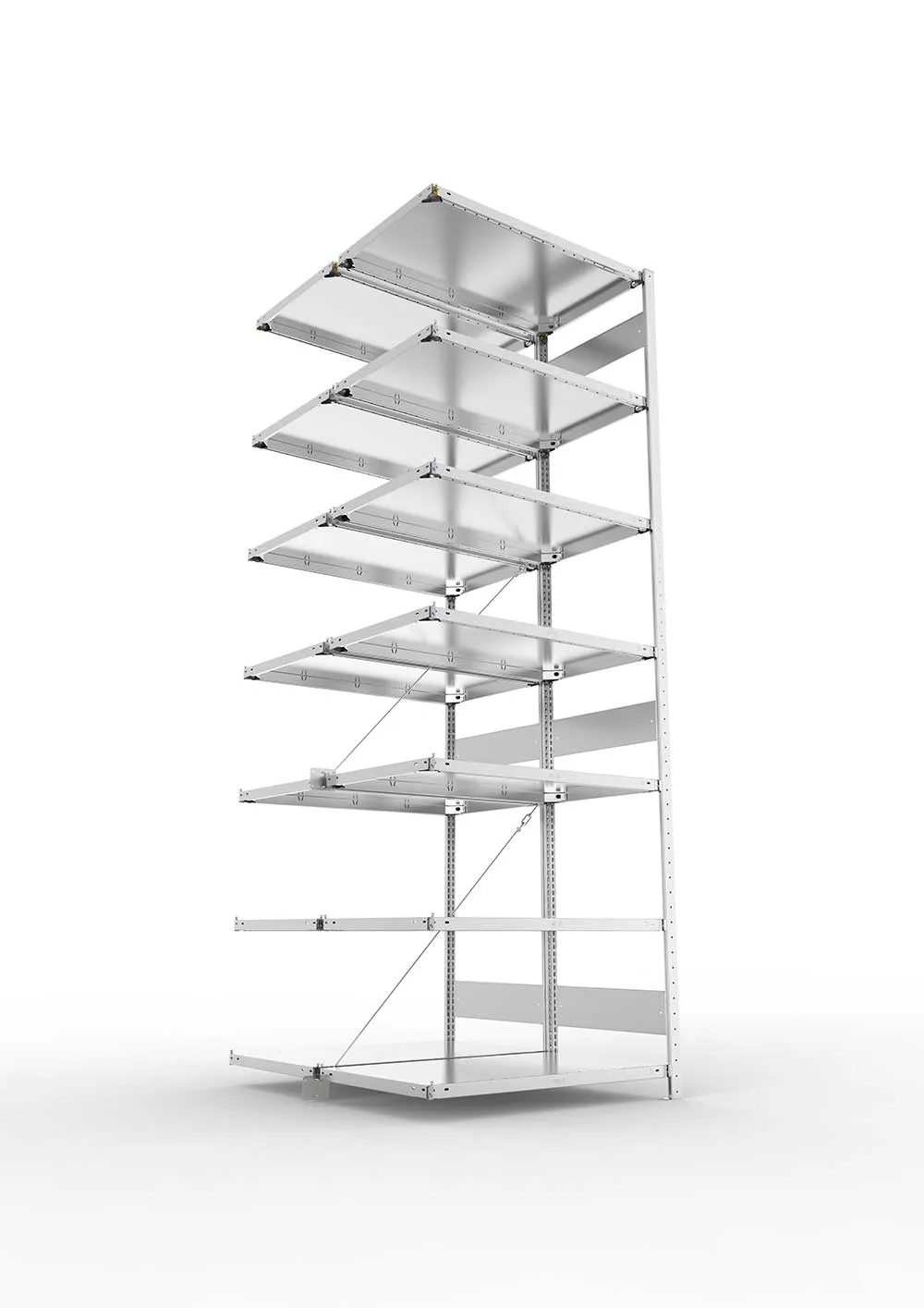 Metallregal Pro-Max Stecksystem Doppelanbauregal – 300×100×60 cm, 150 kg, verzinkt