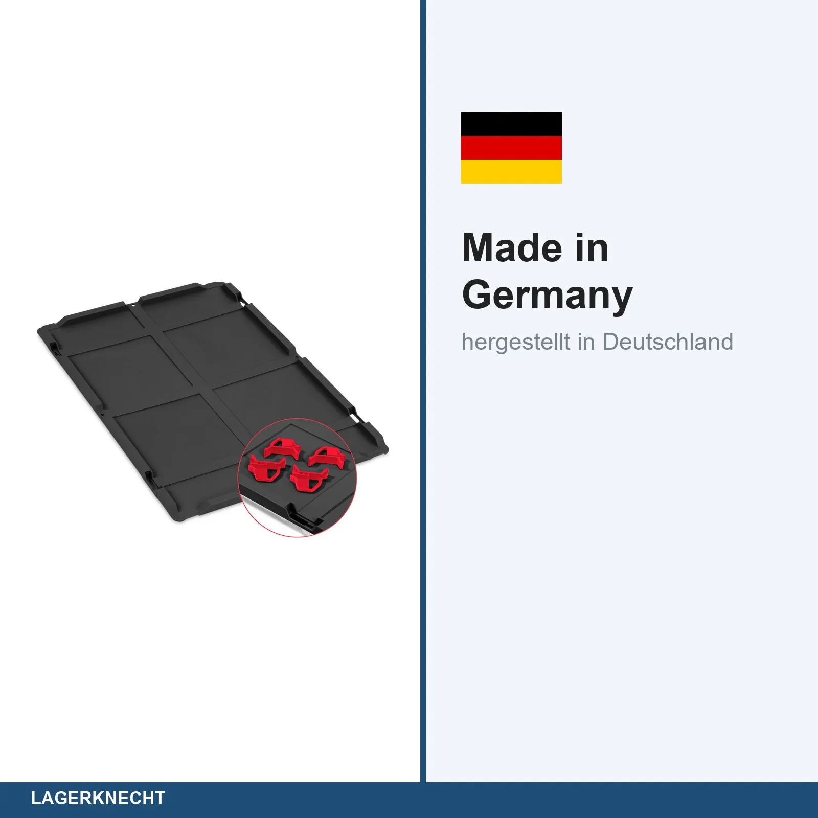 Auflagedeckel Set 600 x 400 für Eurobox NextGen 2.0 Cycle - Anthrazit - inkl. 4 rote Schiebeschnappverschlüsse
