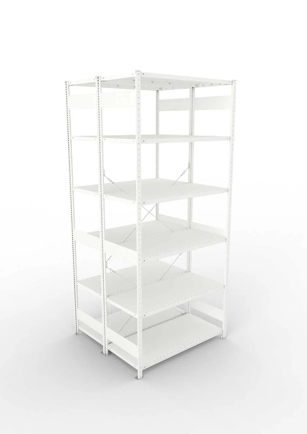 Metallregal Pro-Max Stecksystem Doppelgrundregal – 300×130×60 cm, 230 kg, RAL 7035