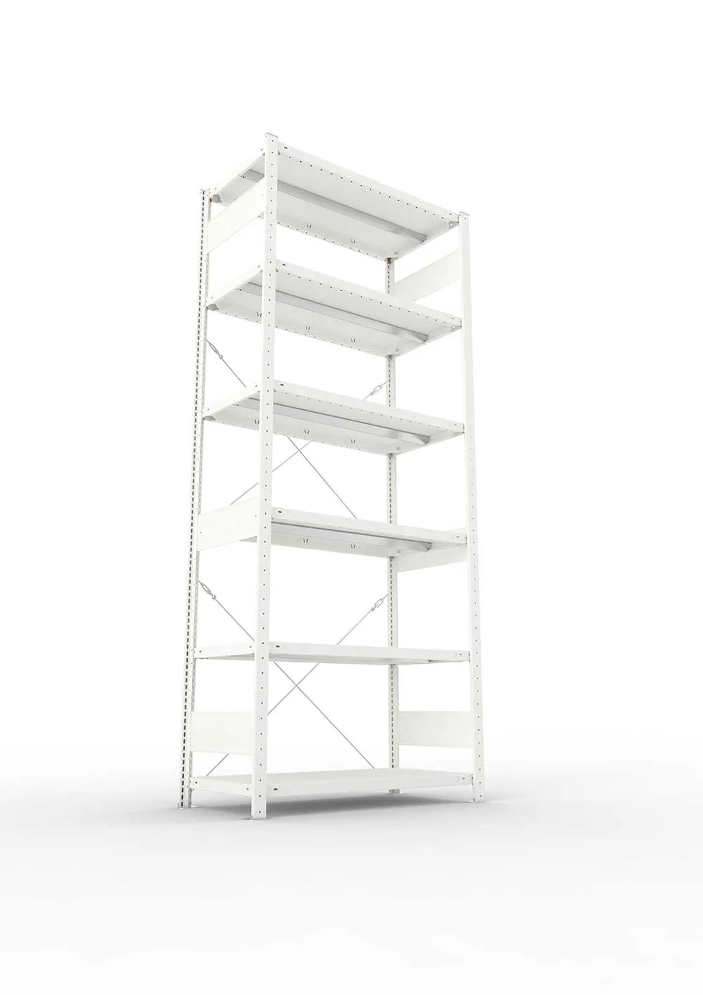 Metallregal Pro-Max Stecksystem Grundregal – 250×100×50 cm, 330 kg, RAL 7035, 6 Böden