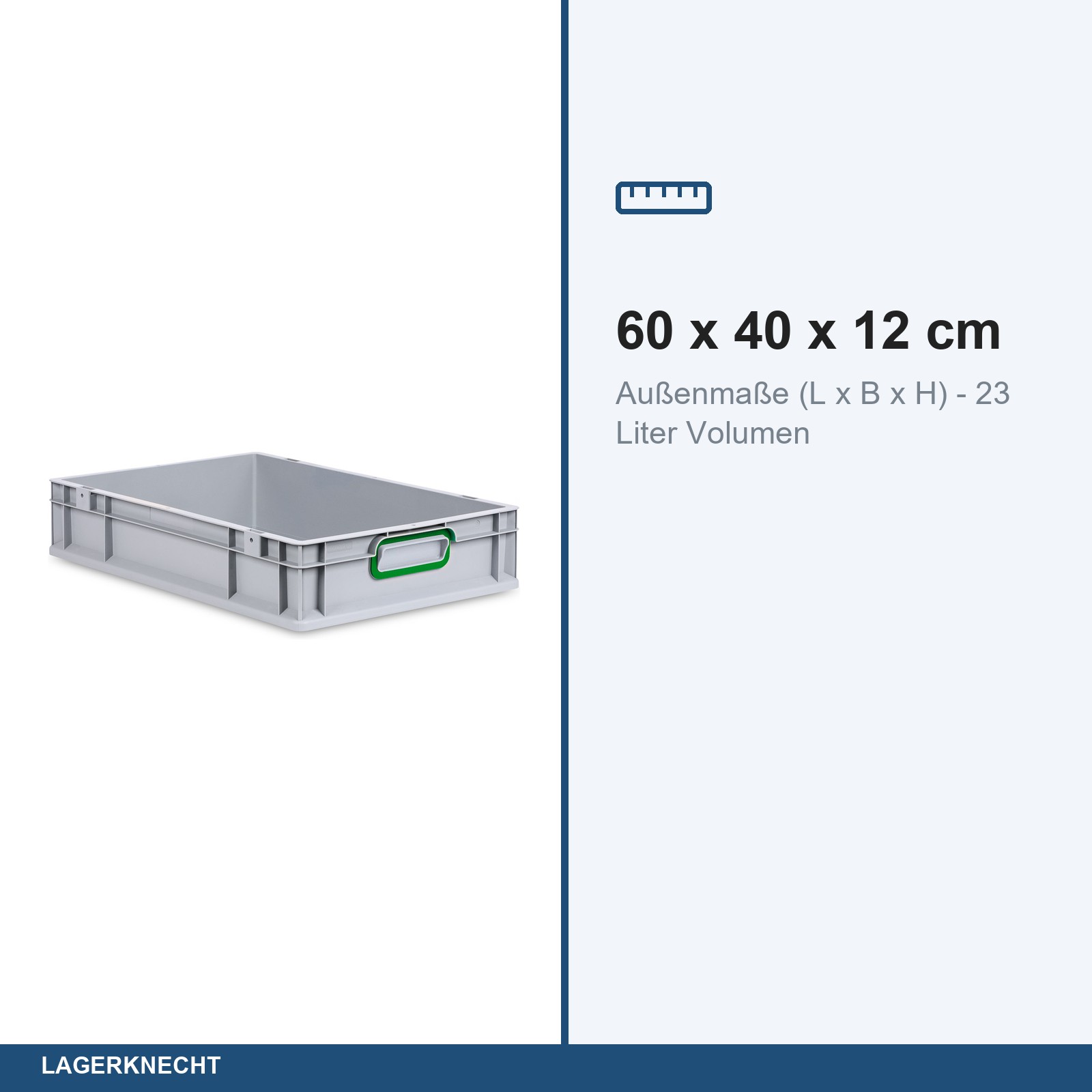 Eurobox 60x40x12 cm, NextGen, Griffe geschl., grün
