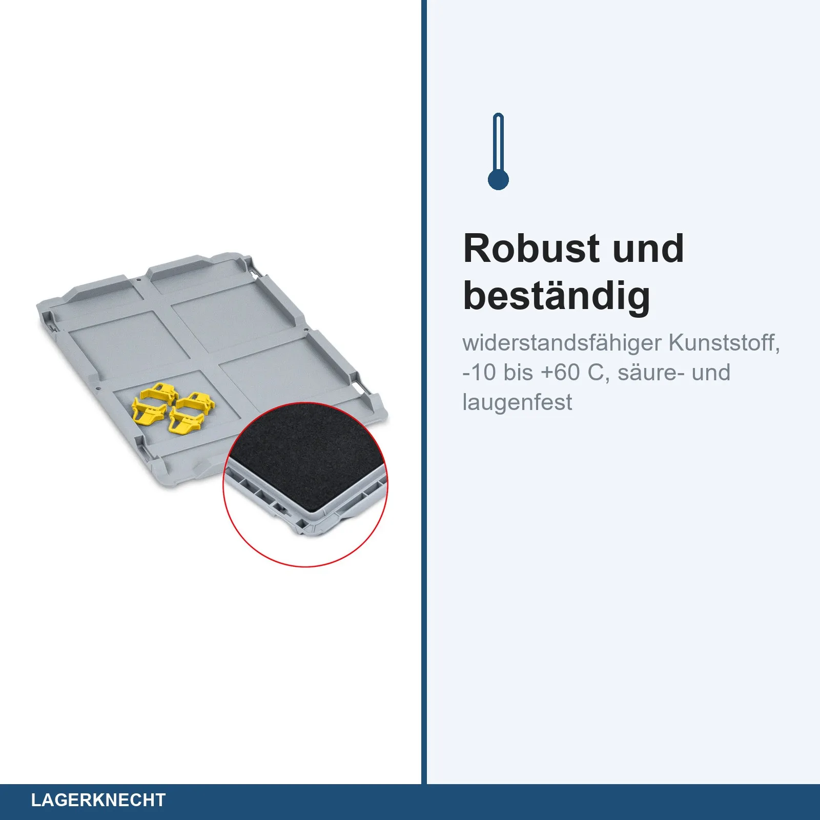 Auflagedeckel Set Eurobox NextGen  mit Schaumstoff 400 x 300, inkl. 4 gelbe Schiebeschnappverschlüsse