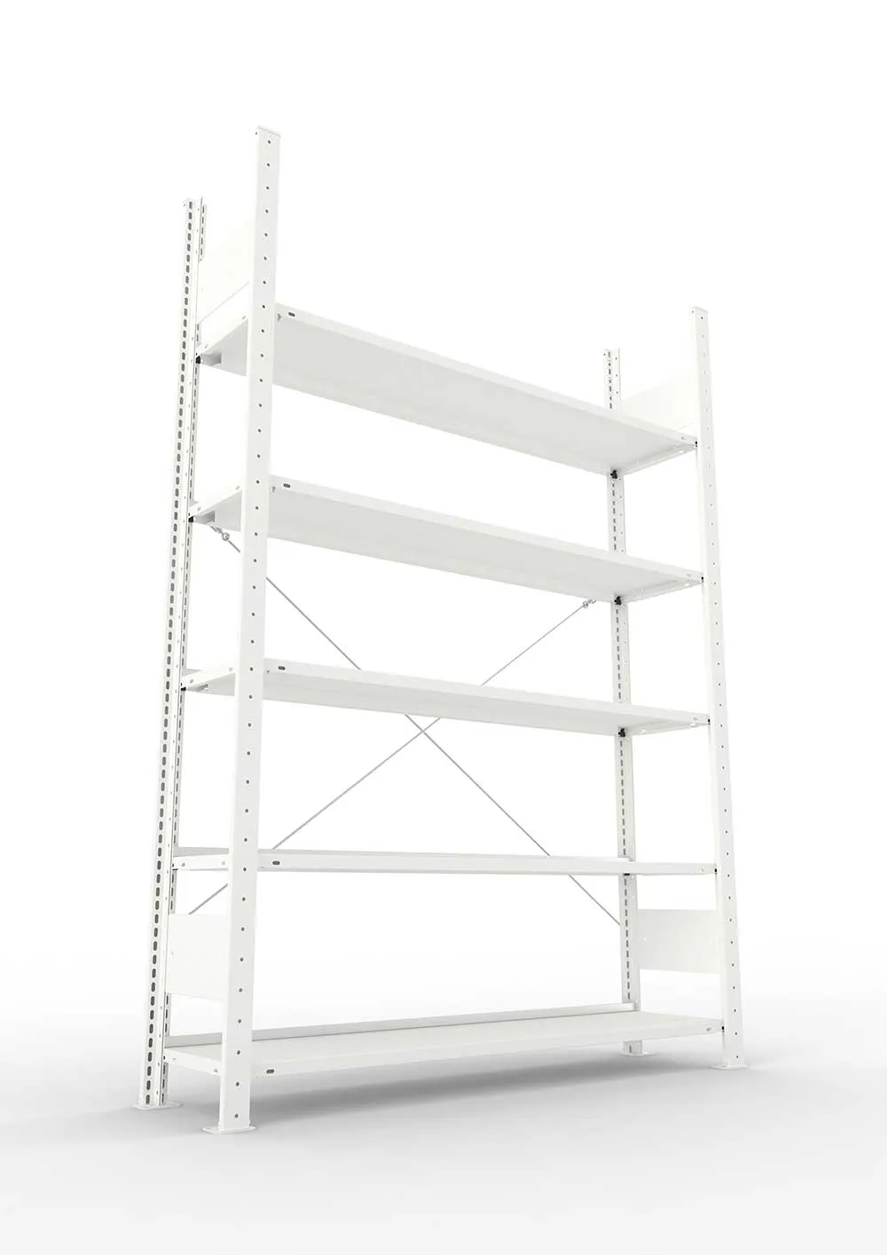 Büroregal Pro-Max Stecksystem Grundregal – 185×125×30 cm, RAL 7035, einseitig