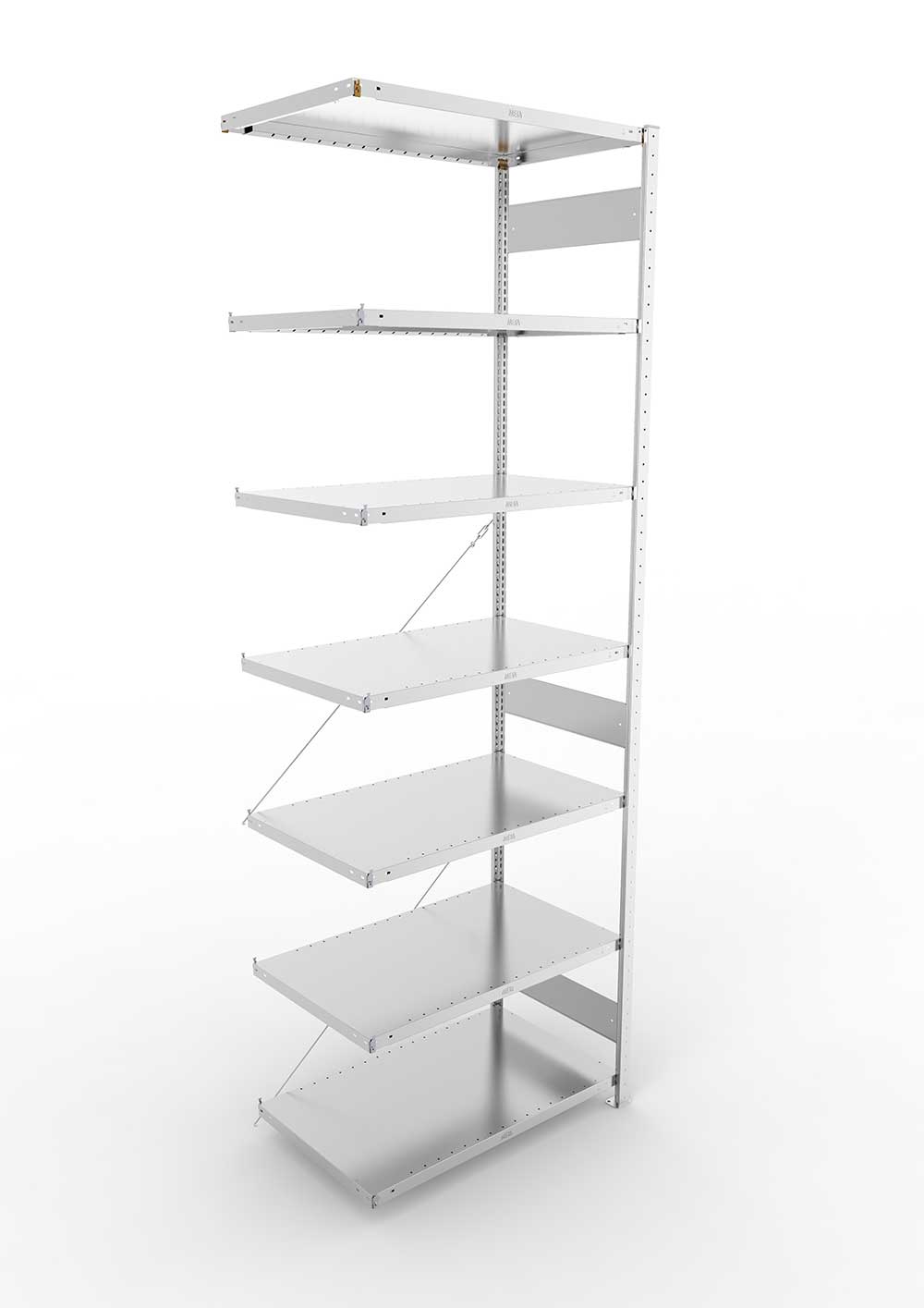 Metallregal Pro-Max Stecksystem Anbauregal – 300×100×60 cm, 230 kg, verzinkt, 7 Böden