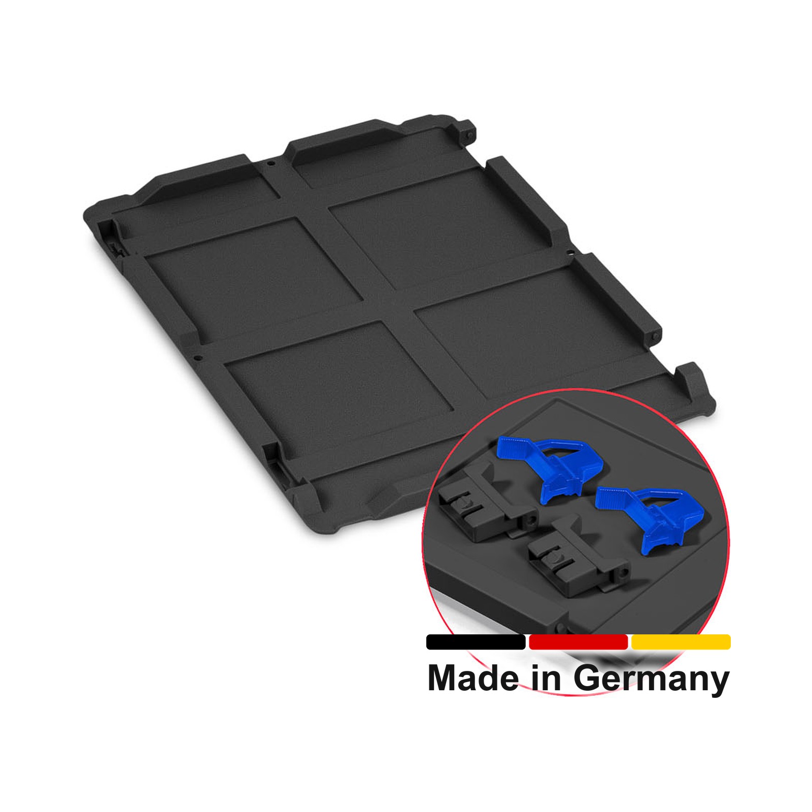 Scharnierdeckel Set 400 x 300 für Eurobox NextGen 2.0 Cycle - Anthrazit - inkl. 2 blaue Schiebeschnappverschlüsse