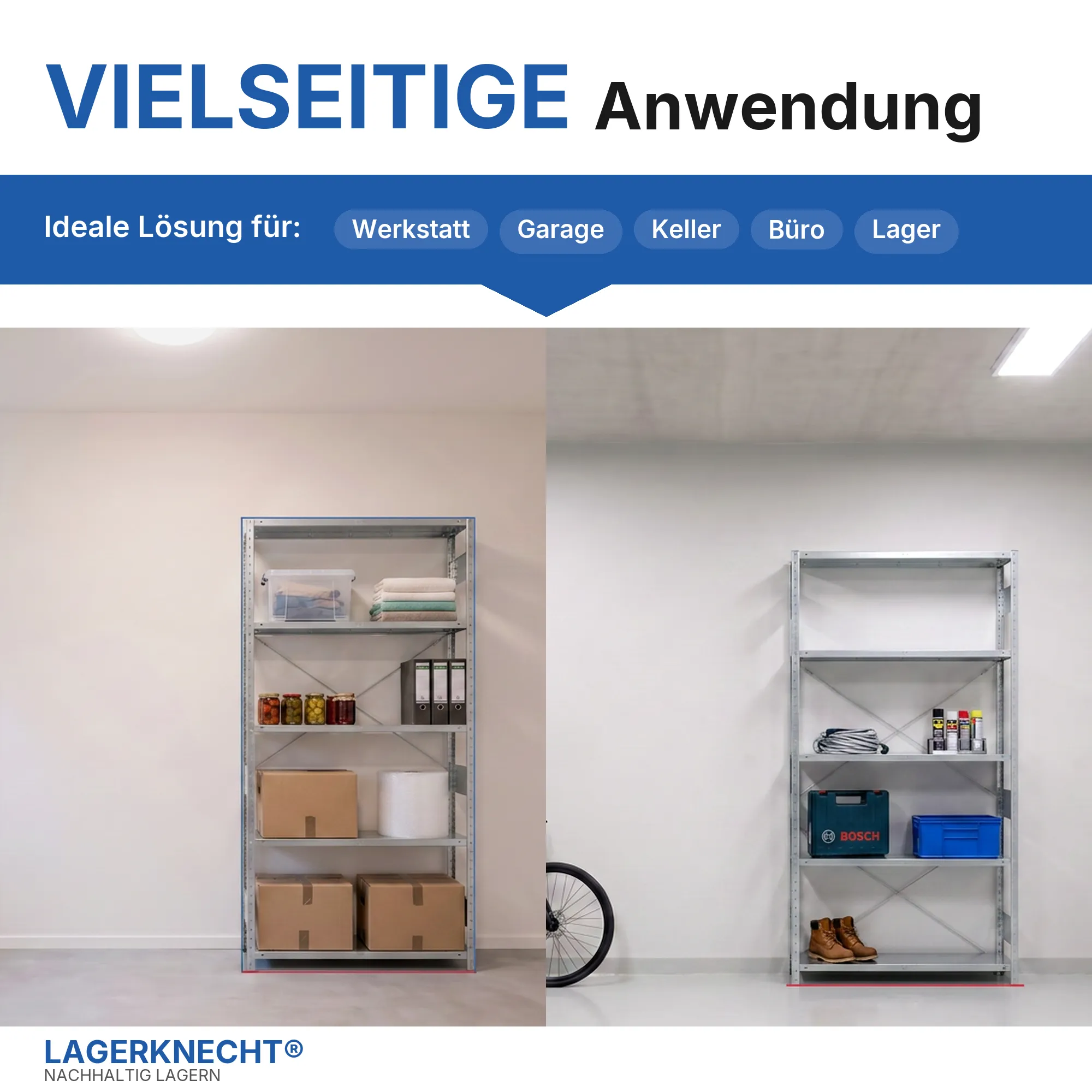 Schwerlastregal Pro-Flex Stecksystem Grundregal – 250×130×30 cm, 230 kg, verzinkt, 5 Böden