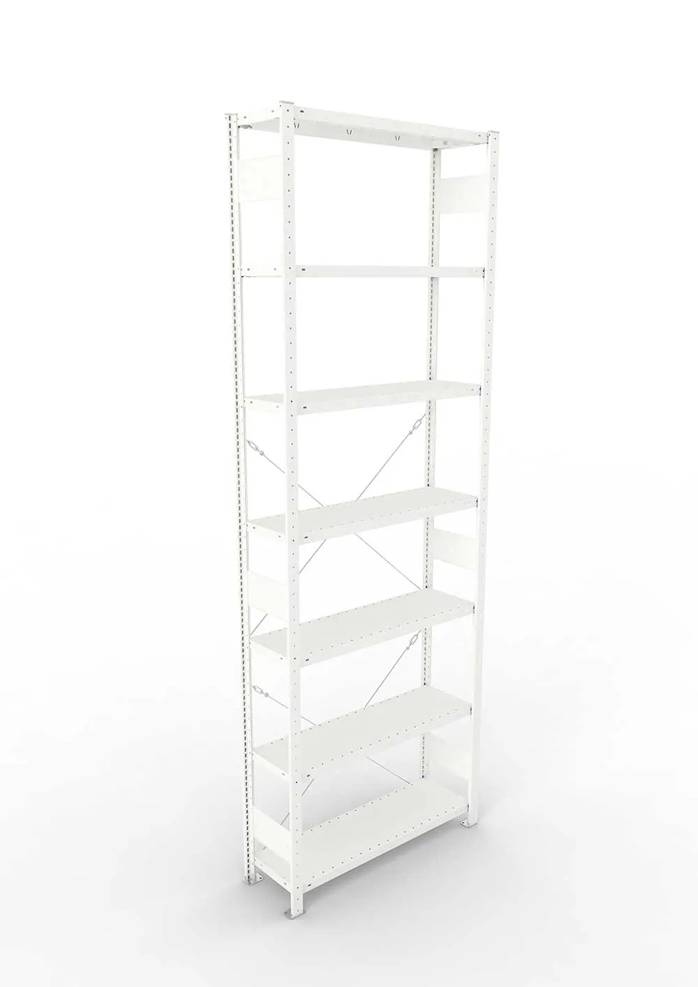 Metallregal Pro-Max Stecksystem Grundregal – 300×100×30 cm, 150 kg, RAL 7035, 7 Böden