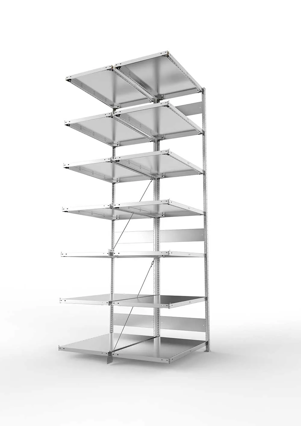 Metallregal Pro-Max Stecksystem Doppelanbauregal – 300×100×60 cm, 150 kg, verzinkt