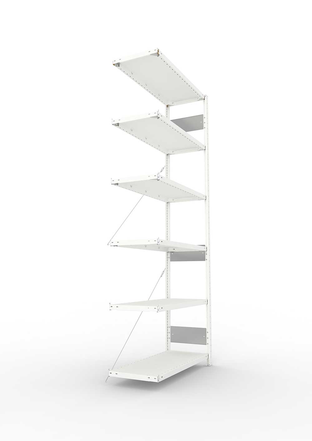 Metallregal Pro-Flex Stecksystem Anbauregal – 250×100×40 cm, 150 kg, RAL 7035, 6 Böden