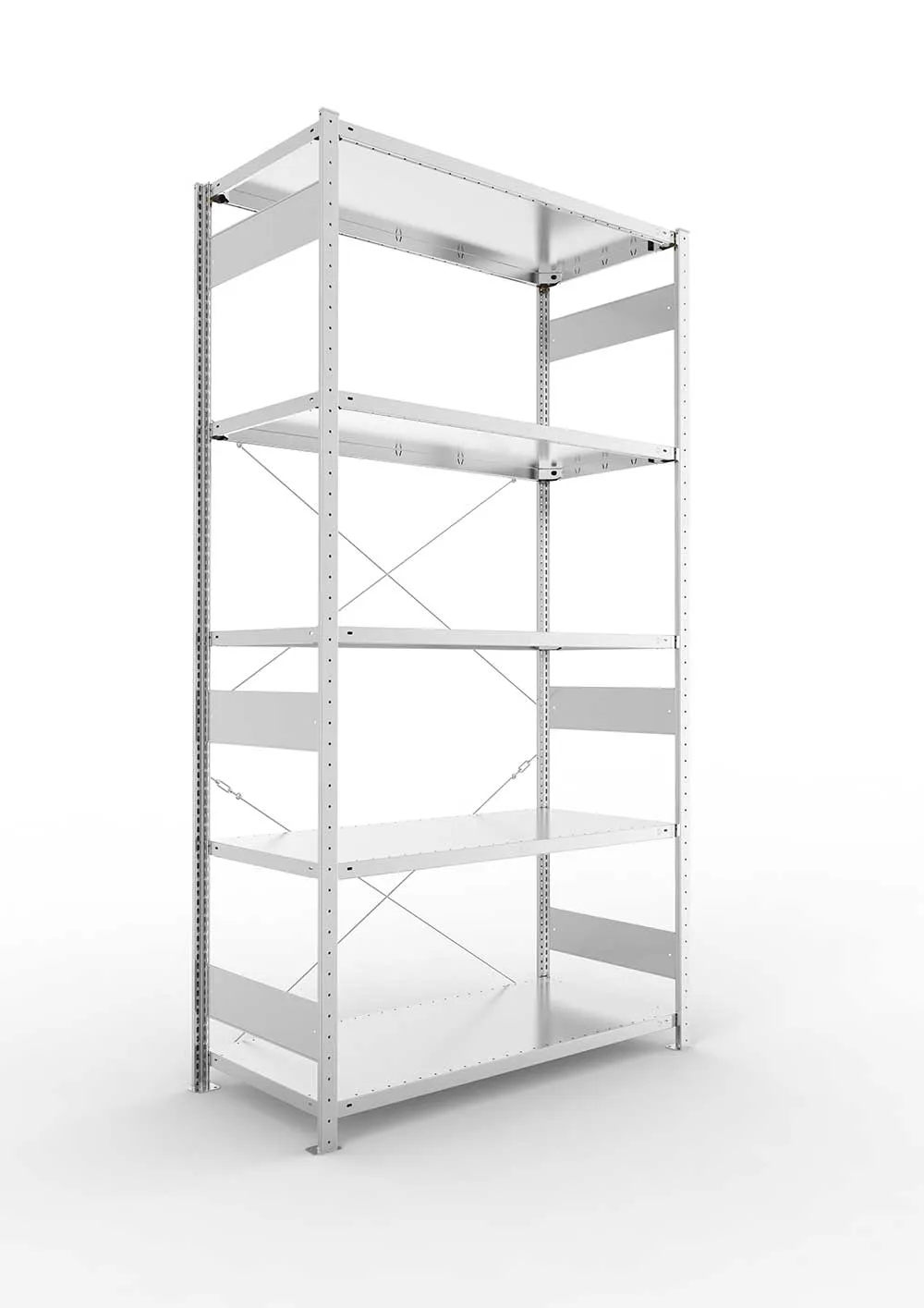 Metallregal Pro-Max Stecksystem Grundregal – 250×130×60 cm, 230 kg, verzinkt, 5 Böden
