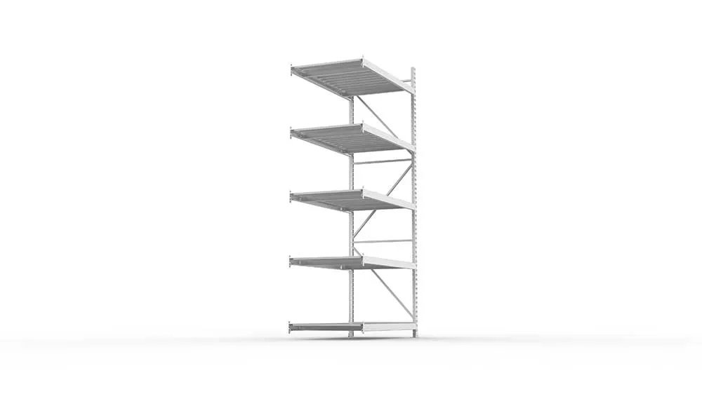 Weitspannregal Anbauregal 300×140×80 cm – Stahlpaneele, verzinkt