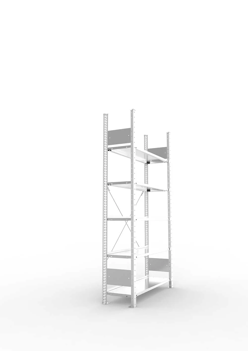 Büroregal Pro-Flex Stecksystem Grundregal – 185×100×30 cm, verzinkt, einseitig