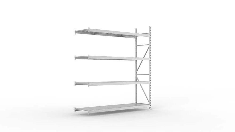 Weitspannregal  Anbauregal 2500 mm mm x 2200 mm x 650 mm verzinkt komplett mit Stahlpaneele mit 4 Böden Weitspannregal  Lagerknecht