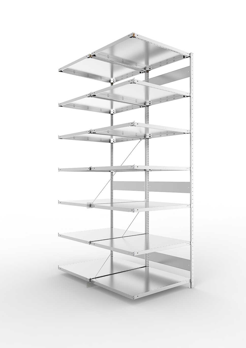 Metallregal Pro-Max Stecksystem Doppelanbauregal – 300×100×80 cm, 230 kg, verzinkt