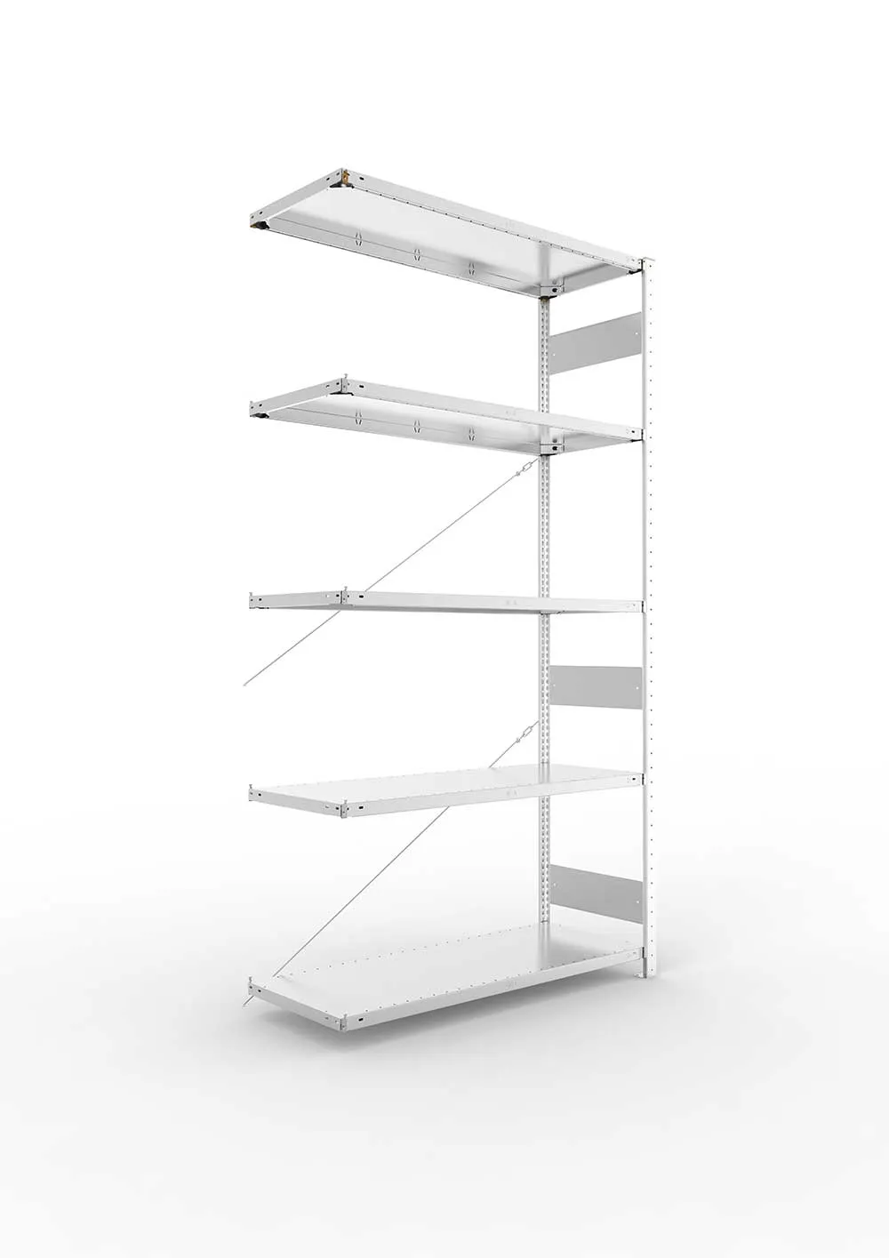 Kellerregal Pro-Flex Stecksystem Anbauregal – 250×130×50 cm, 230 kg, verzinkt, 5 Böden