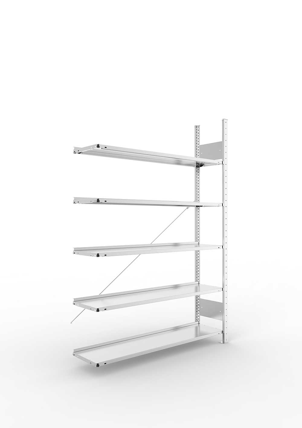 Büroregal Pro-Flex Stecksystem Anbauregal – 185×125×30 cm, verzinkt, einseitig
