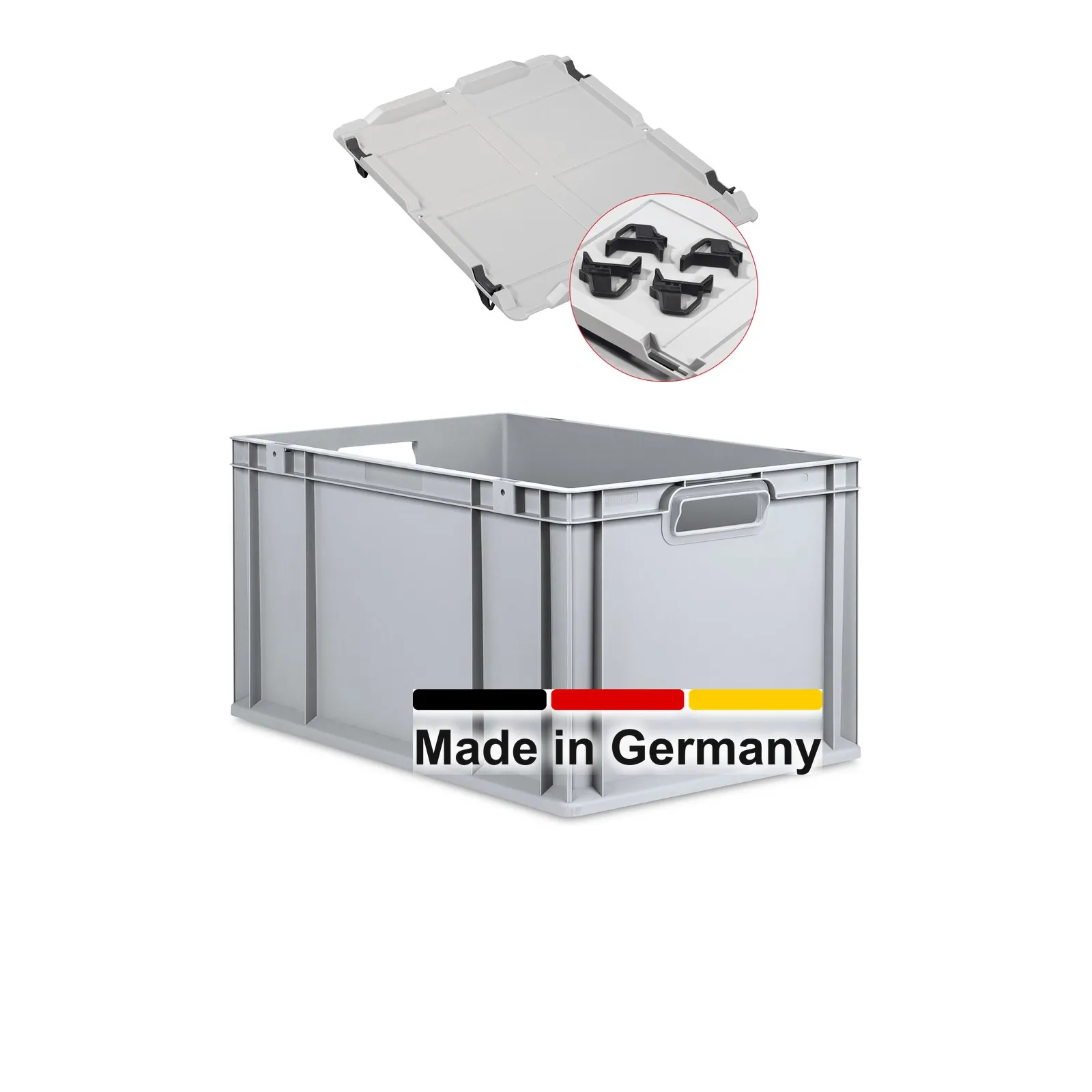 3x Eurobox 60x40x32 cm mit Deckel - NextGen, Griffe offen